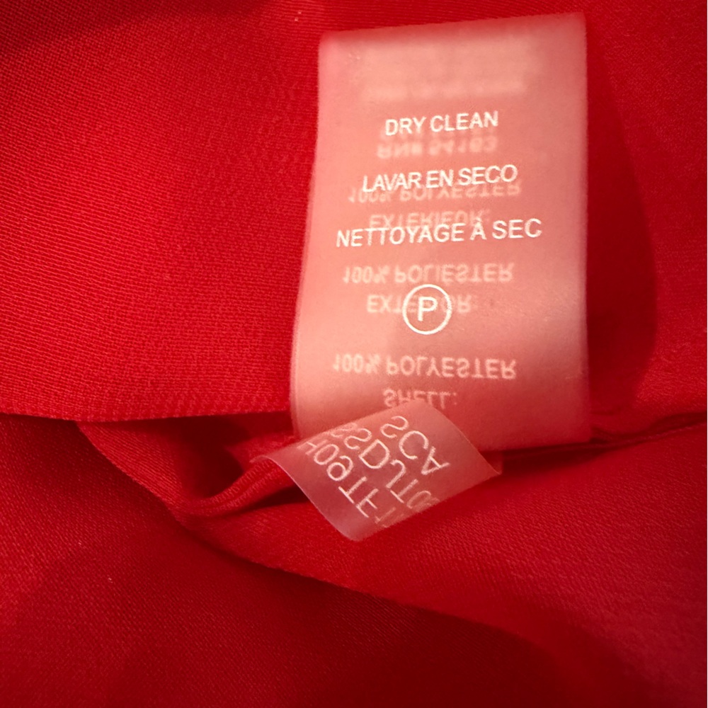 Tommy Hilfiger Women's Red Ruffle Tie Neck Blouse Metallic Shimmer Long Sleeve - Picture 6 of 7